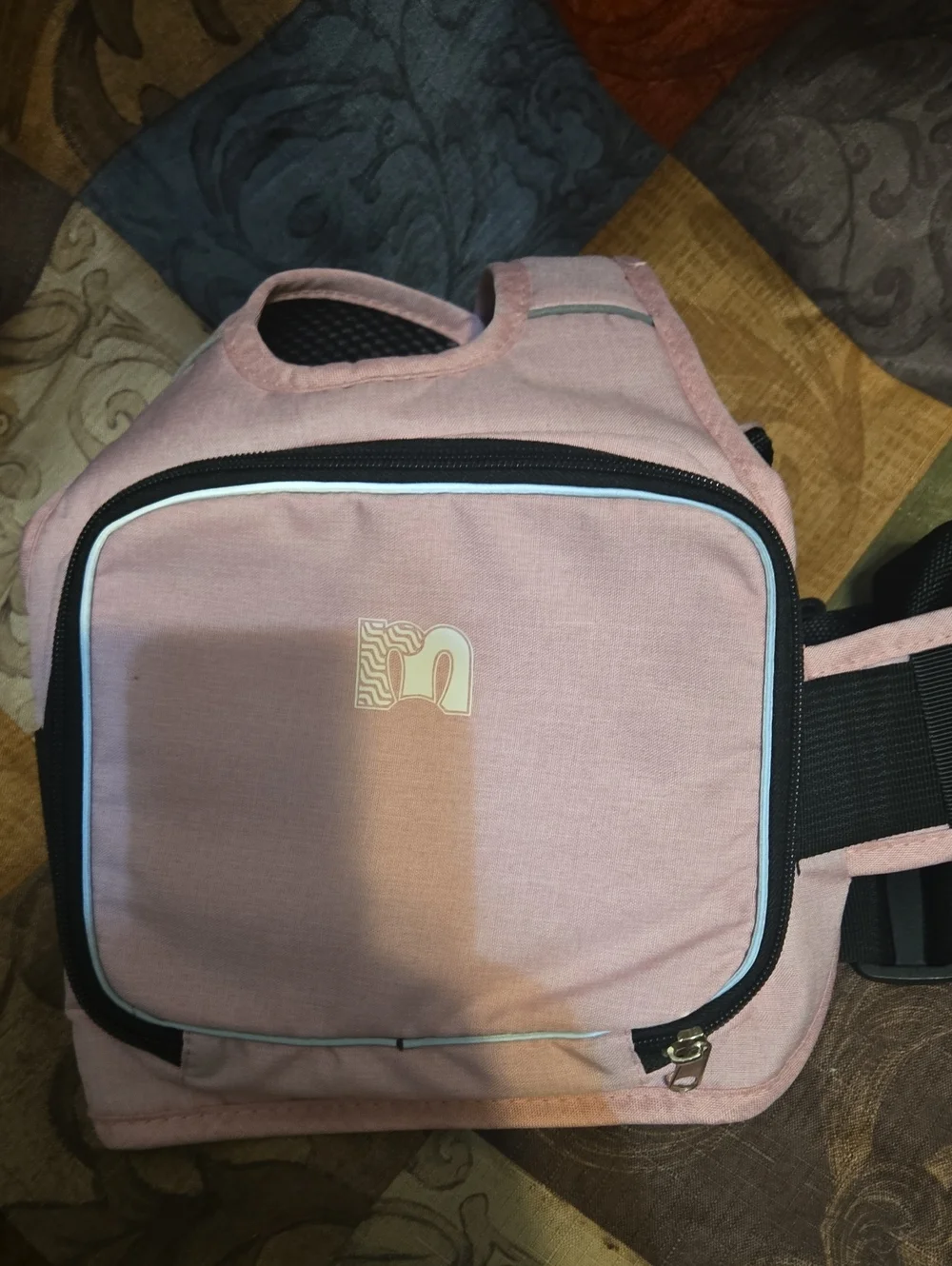 Kids Pink Sling Backpack with Front Compartment and Reflective Trim